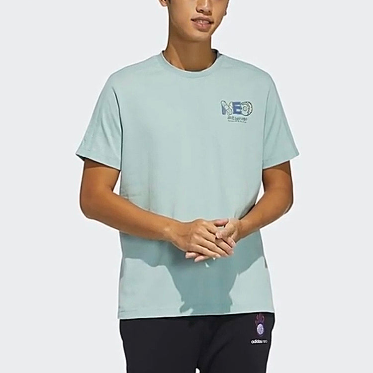 adidas neo Printing Sports Round Neck Short Sleeve Green GR6920