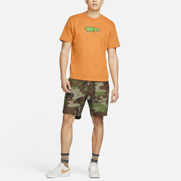 Men's Nike SB Cactus Printing Skateboard Round Neck Short Sleeve Yellow T-Shirt DN7294-738