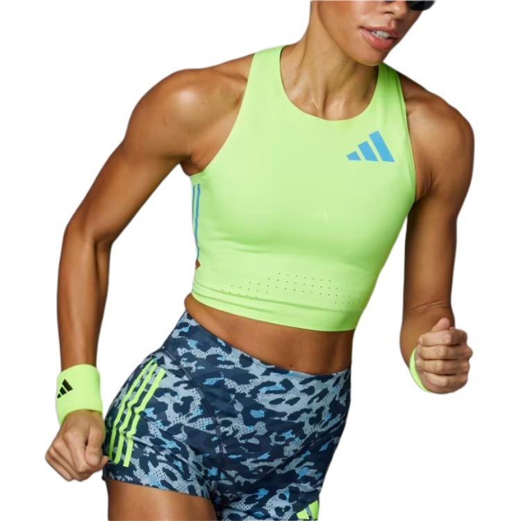 (WMNS) adidas Adizero Road to Records Crop Top Asia Sizing 'Lucid Lemon' IT5774