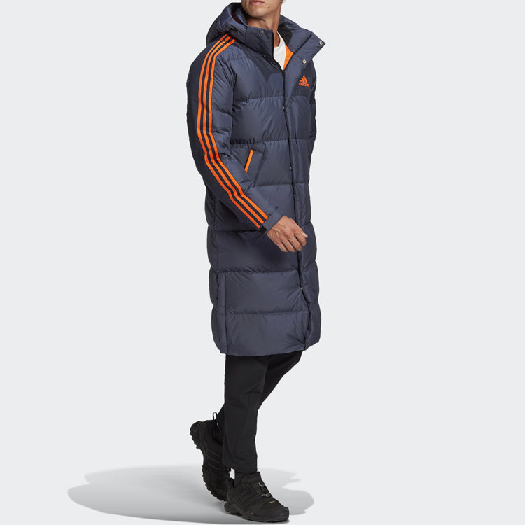 adidas 3st Long Coat Outdoor Sports Detachable hooded Down Jacket Blue GF0069
