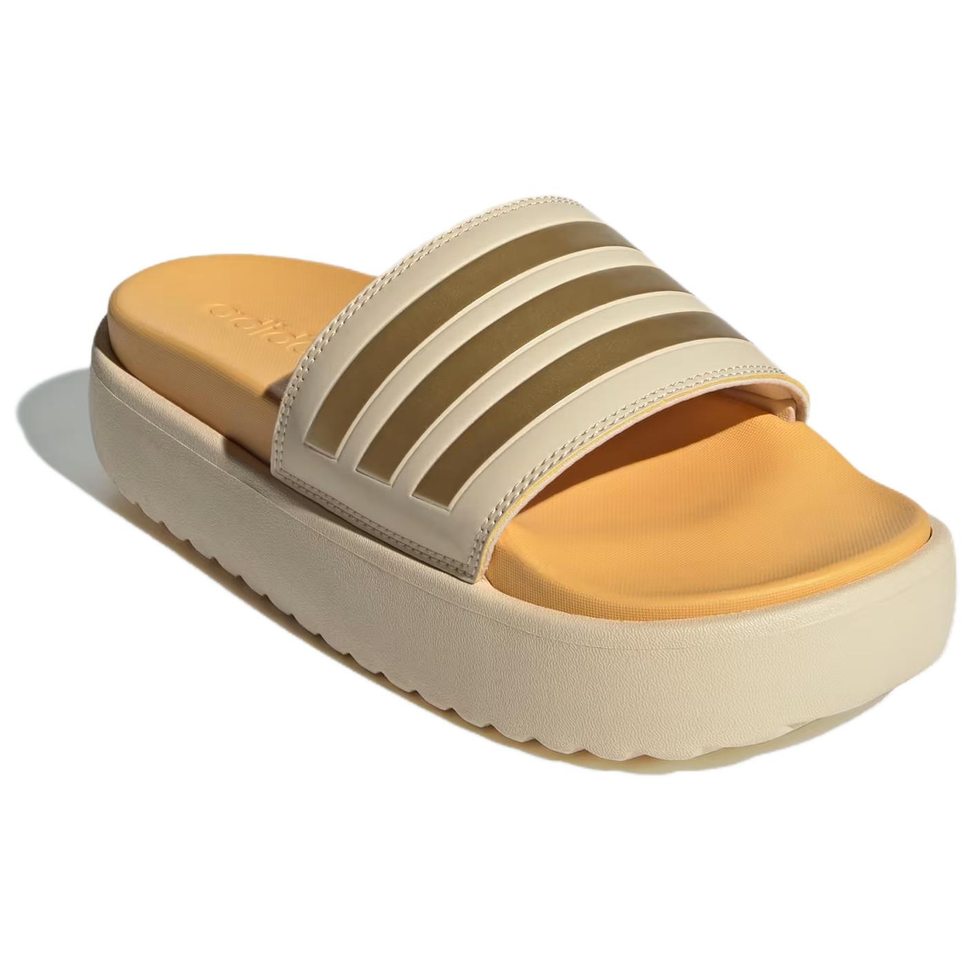 (WMNS) adidas Adilette Platform Slides Asia Sizing 'Crystal Sand Gold Metallic' IF3422