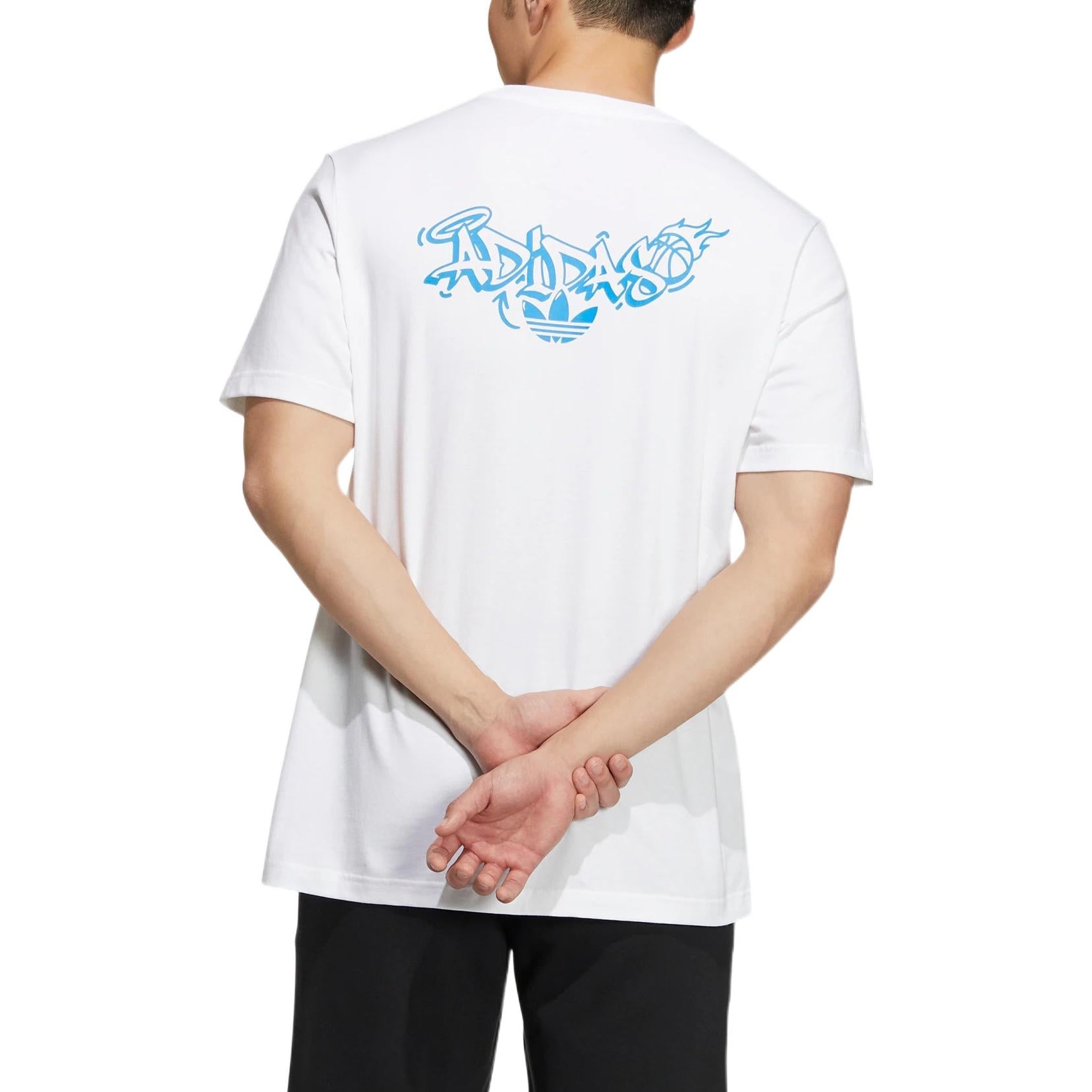 adidas originals Cartoon Alphabet Pattern Round Neck Casual Short Sleeve White H49570