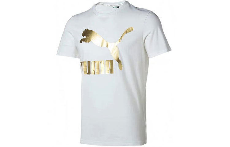 PUMA Round Neck Cozy Casual Breathable Short Sleeve White 596535-52