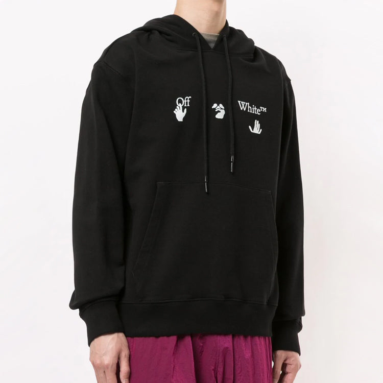 Off-White Logo Printing Hooded Pullover Men Black OMBB034F20FLE0021001