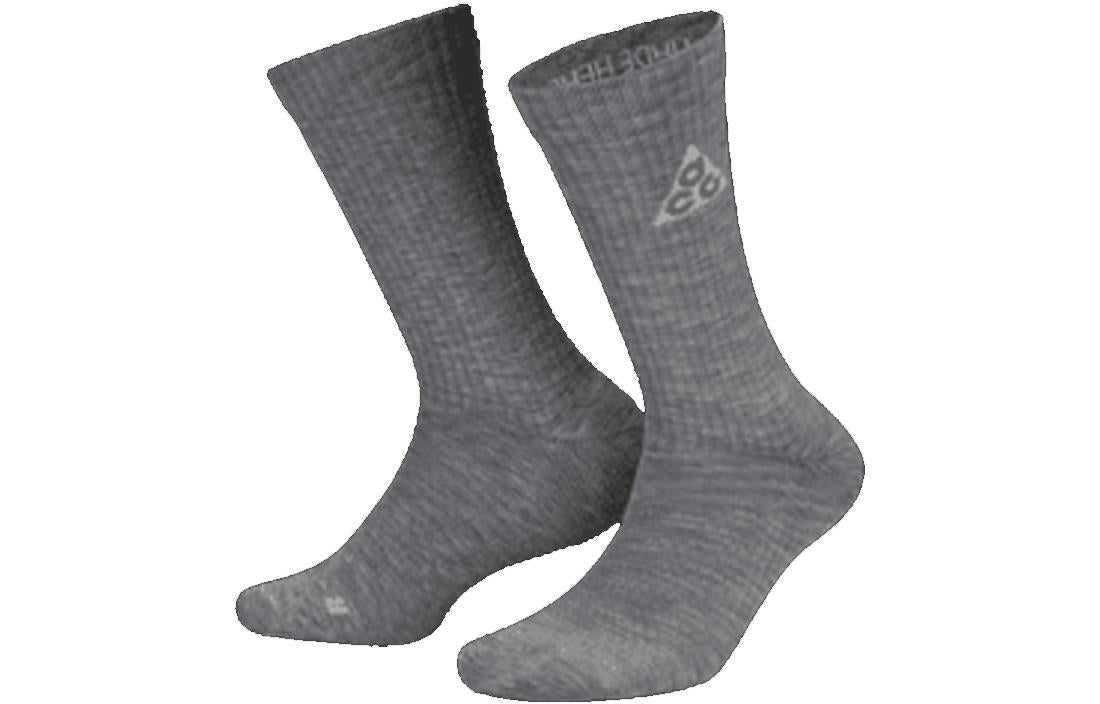 Nike SS22 ACG Solid Color Logo Casual Breathable Sports Socks One Pair Gray DA2599-065