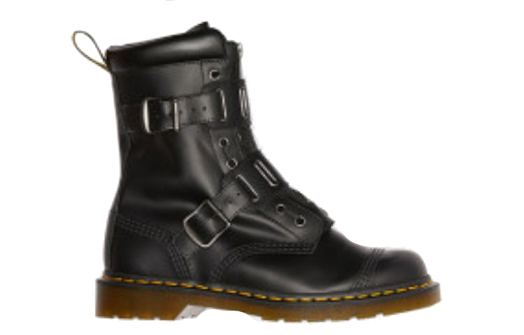 Dr. Martens Quynn Smooth Leather Buckle Lace Up Boots 'Black' 25601001
