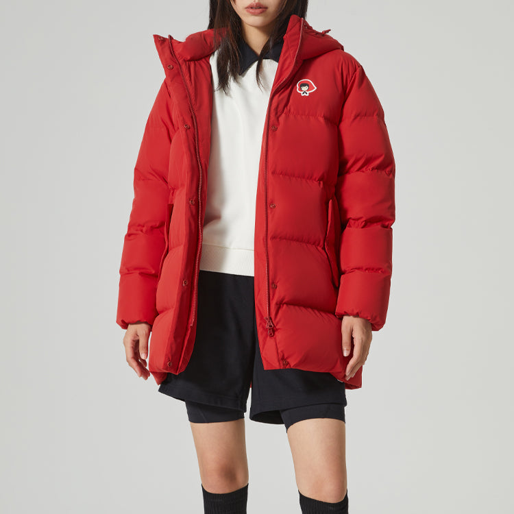 (WMNS) Skechers Graphic Long Down Jacket 'Red' L422W091-01KV