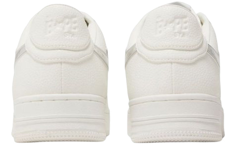 A BATHING APE Bape STA Leather Low 'White Silver' 1I70-191-017-WHITE