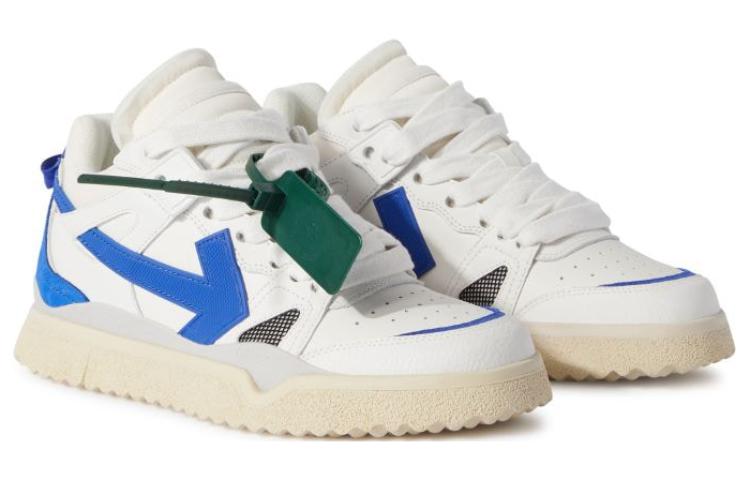 (WMNS) Off-White Sponge Mid-Top Sneakers 'White Blue' OWIA271F23LEA0010169