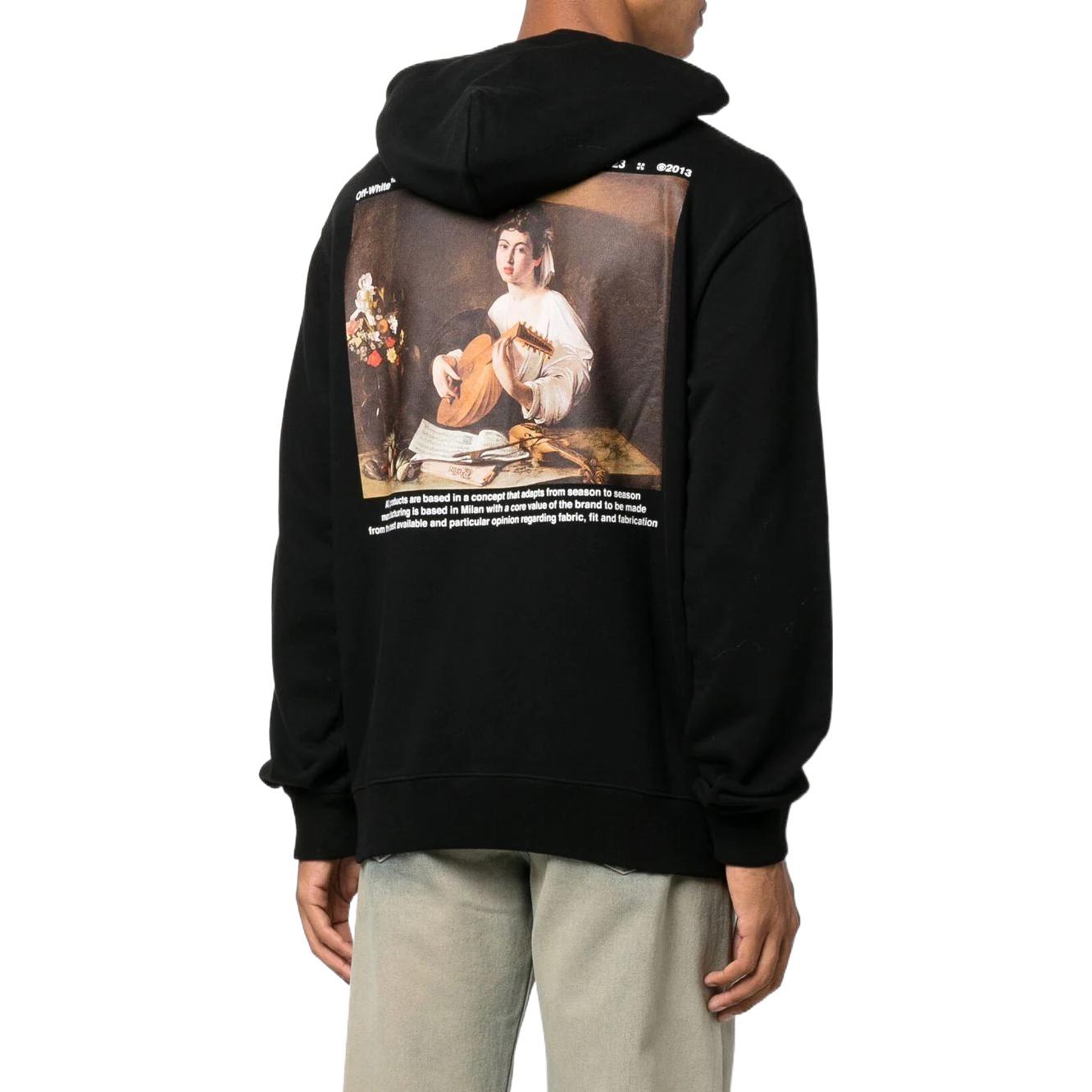 Men's Off-White FW22 Character Printing Hooded Long Sleeves Loose Fit Black OMBB097C99FLE0101001