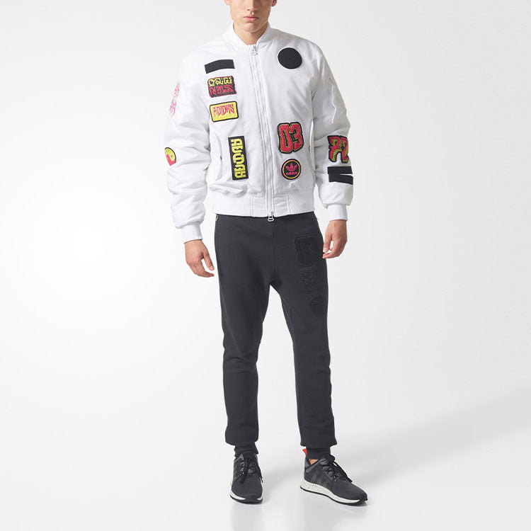 adidas originals Men's Logo Padded Bomber Jacket Pilot Jacket White BR7149