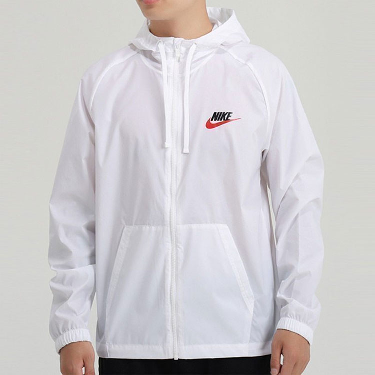 Nike Back Large Logo Woven Sports Hooded Jacket White CZ8677-100