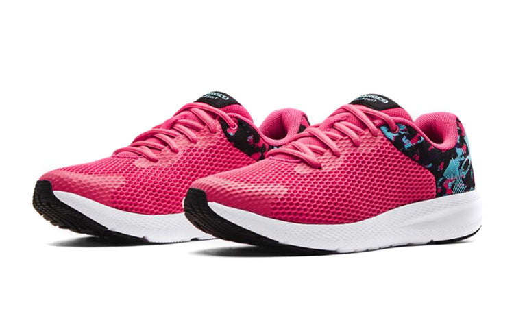 (GS) Under Armour Pursuit 2 Big Logo Print Sneakers KIds Red 3025146-600