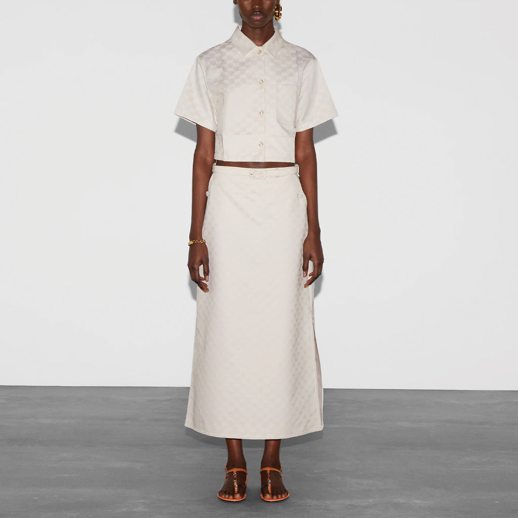 (WMNS) Gucci GG Cotton Gabardine Shirt 'Light Beige' 784901-ZAQUK-2312