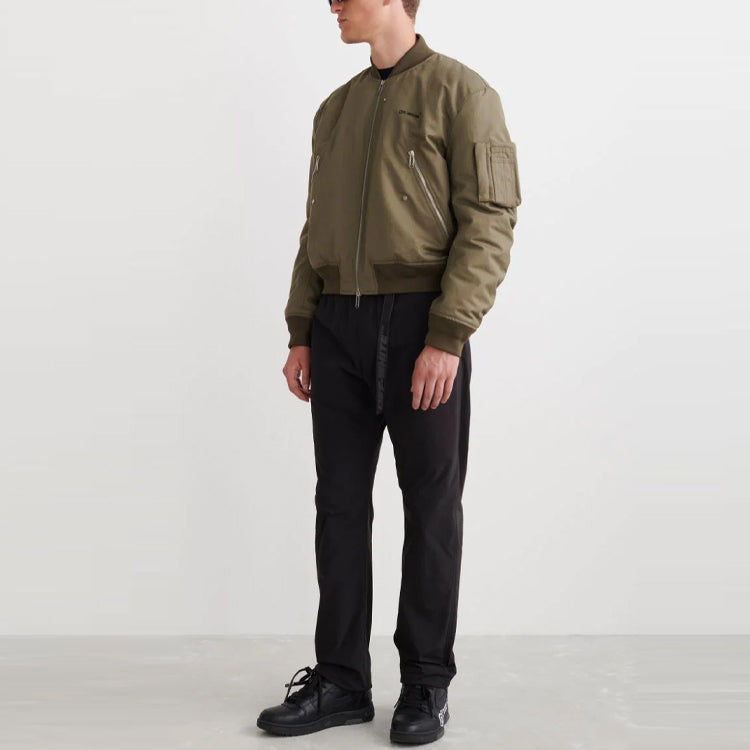 Men's Off-White SS22 Solid Color Straight-Leg Casual Pants/Trousers Black OMCA230C99FAB0011007
