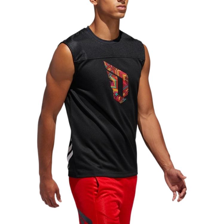 adidas Dm Sl St Jersey Geometry Pattern Solid Color Casual Breathable Round Neck Vest Black DN8365