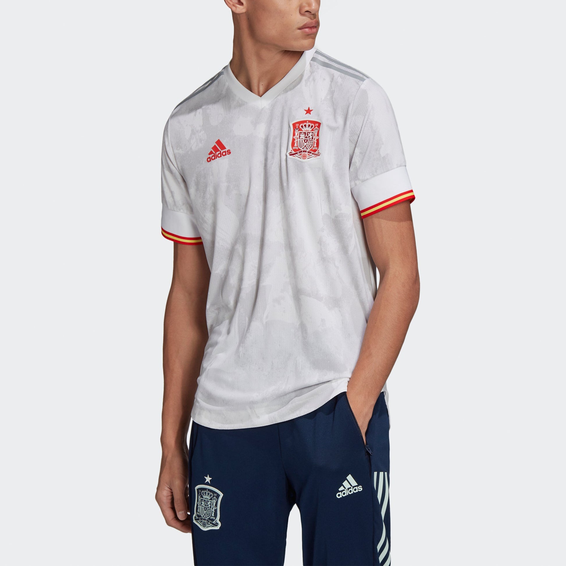 adidas Fef A Jsy Spanish national team Away AU Player Edition Sports Short Sleeve Soccer/Football Jersey White FI6239