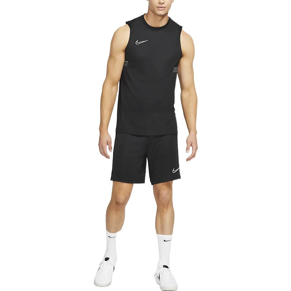 Men's Nike Solid Color Round Neck Logo Embroidered Camisole Black Vest DB4358-014