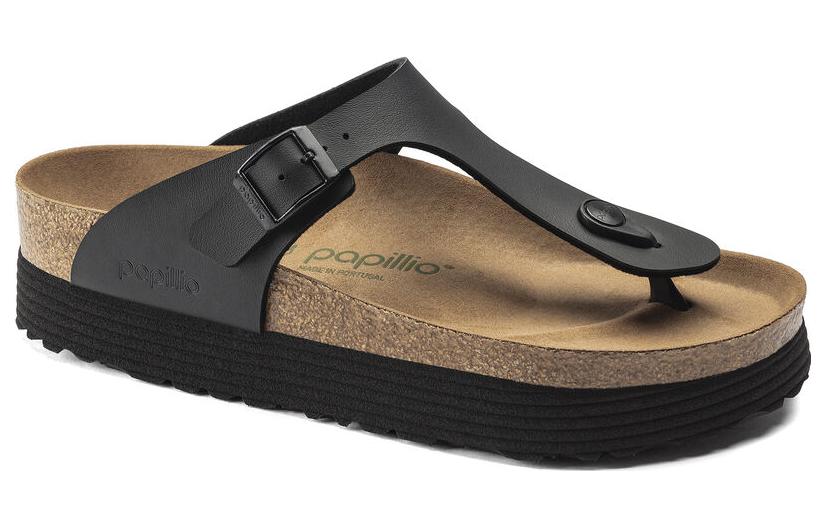(WMNS) Birkenstock Gizeh Platform Vegan Birko-Flor 'Black' 1018546