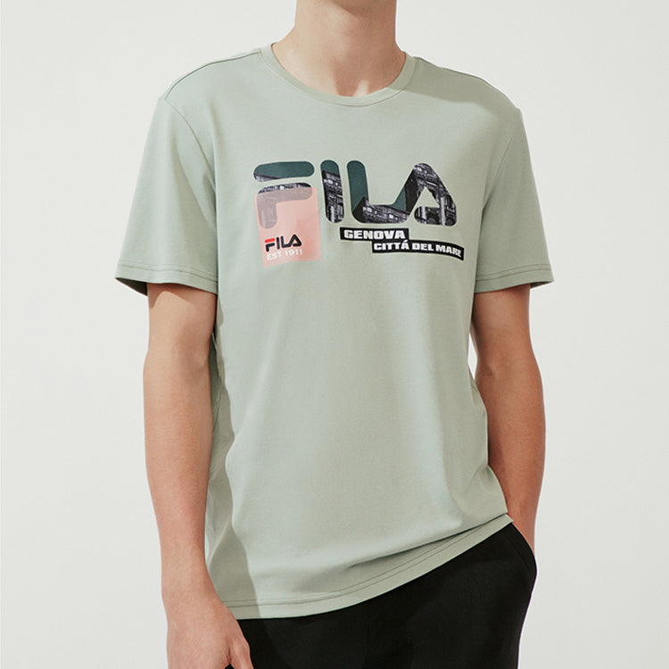 Men's FILA Subject Printing Short Sleeve Green T-Shirt F11M018109F-GN
