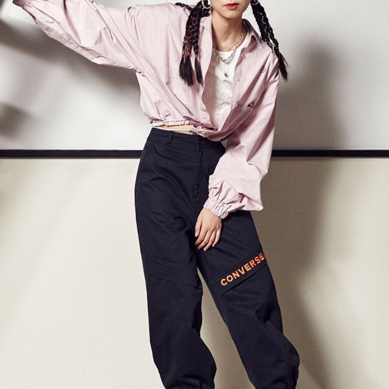 (WMNS) Converse Small Logo Casual Shirt Jacket Pink Purple 10023159-A02