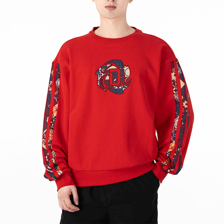 Men's adidas Crew Limited Printing Basketball Sports Round Neck Pullover Red HD7933