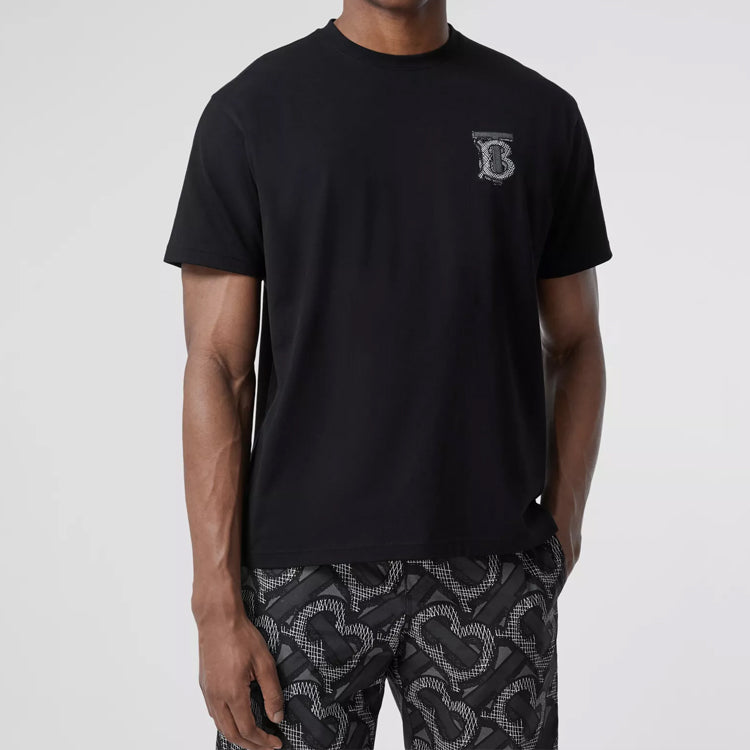 Burberry Monogram Motif Cotton Loose Short Sleeve Unisex Black 80332631