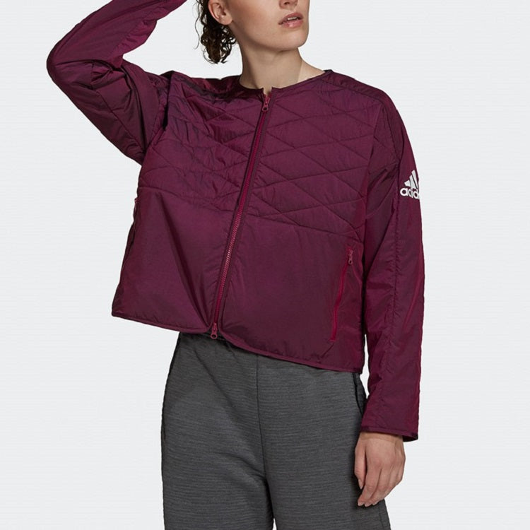 (WMNS) adidas W ZNE Padded JK Cardigan Casual Sports Jacket Wine Red FS2434