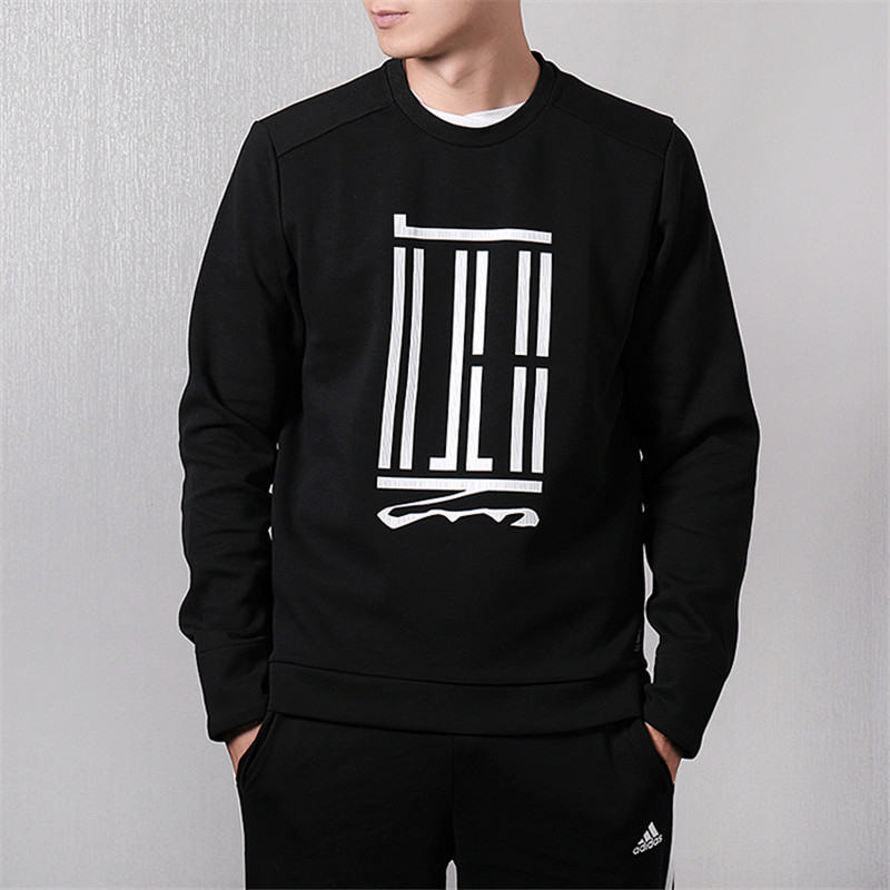 adidas Wj Crew Sroty Printing Pattern Sports Round Neck Pullover Black DT2461
