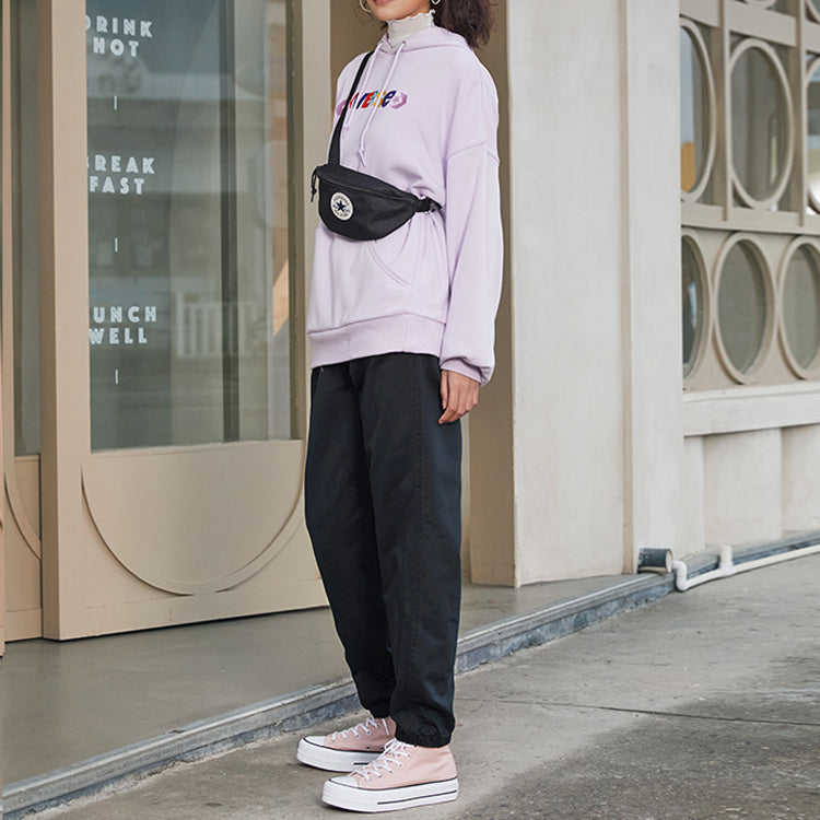 (WMNS) Converse Contrasting Colors Alphabet Embroidered Knit Hoodie Purple 10023947-A03