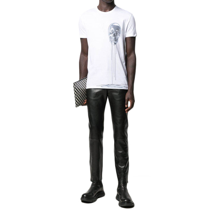 Men's Alexander McQueen Skeleton Printing Short Sleeve White 632397-QPZ86-0900