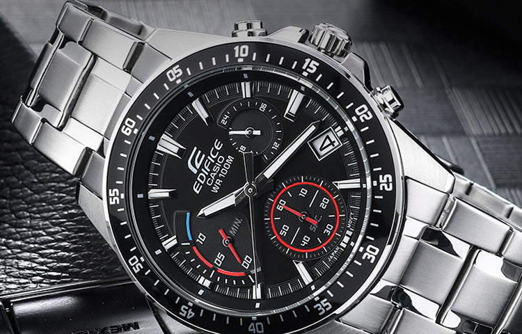 CASIO EDIFICE Waterproof Stainless Steel Strap Mens Red Analog EFV-540D-1AVUPR