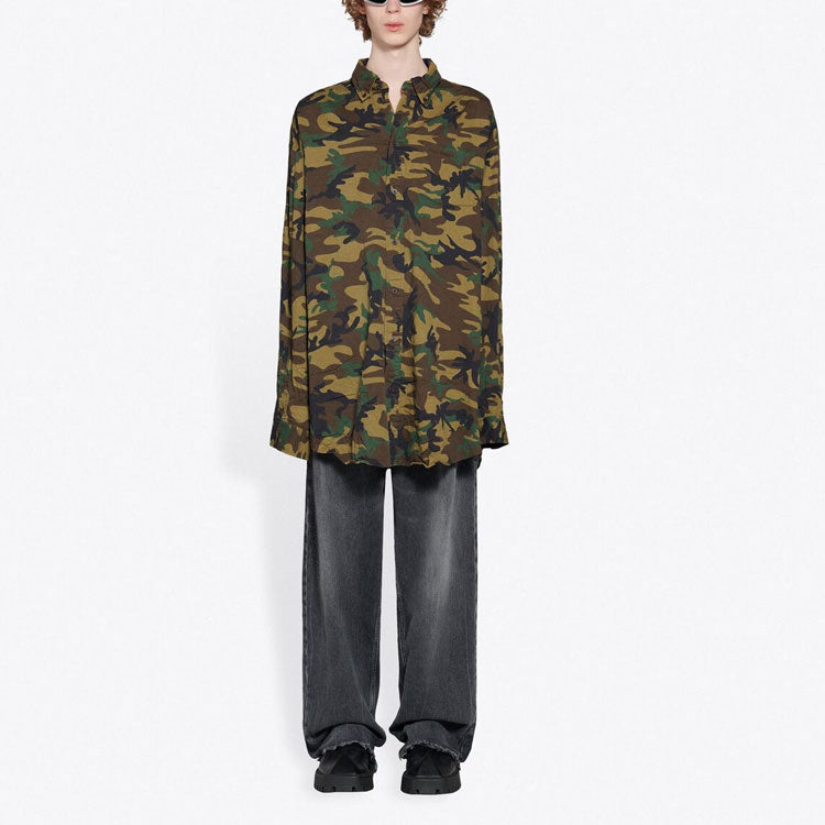 Balenciaga Camouflage Fitted Shirt 'Green' 659027TKL142840
