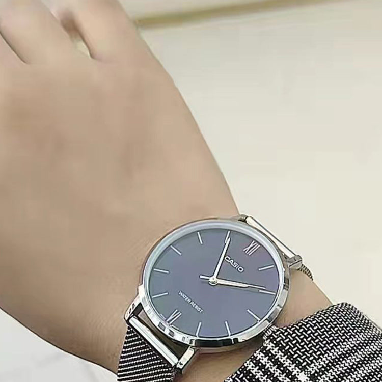 Men's CASIO Dress Series waterproof quartz Watch 40mm Stainless Steel Strap Mens Blue Analog MTP-B110M-2AV