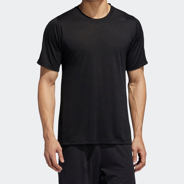 adidas Sports Training 3-Stripes Round Neck Short Sleeve 'Black Cloud White' DX9505