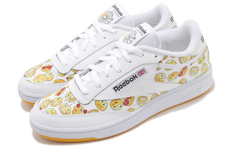 Reebok Club C 85 White Yellow Smiling Face Unisex S29074