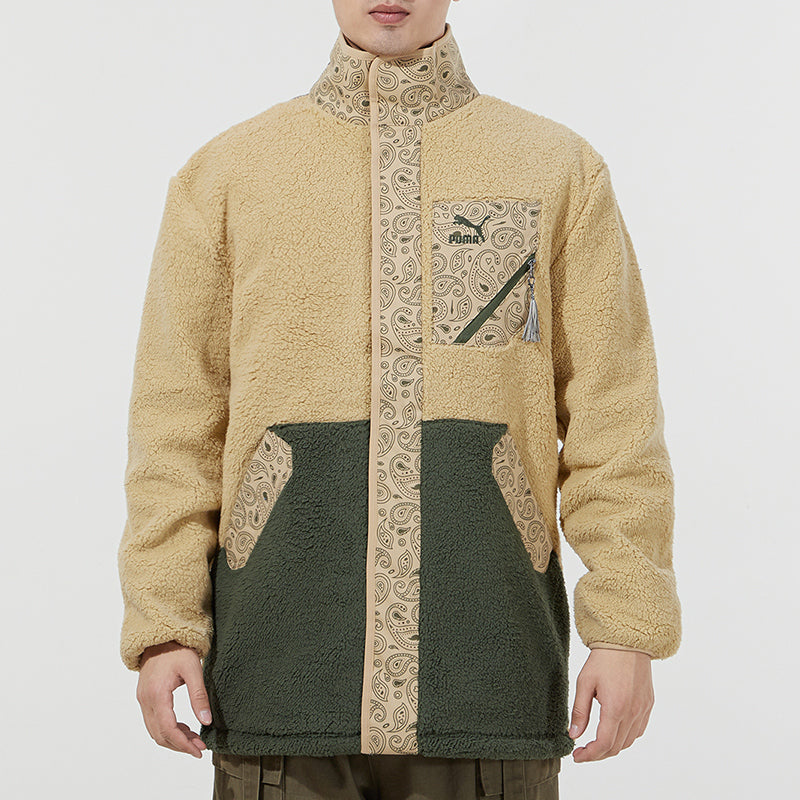 PUMA Unisex Paisley Stand-up Collar Jacket Khaki 534984-12