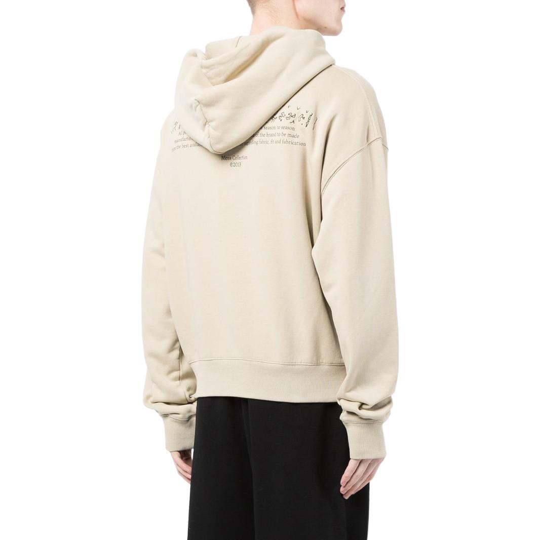Men's Off-White SS22 Logo Embroidered Cotton Hooded Long Sleeves Version Khaki OMBB037S22FLE0061710
