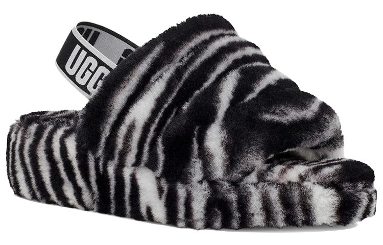 (WMNS) UGG Fluff Yeah Zebra Slide Slipper Color 'Black White' 1112248-BWHT