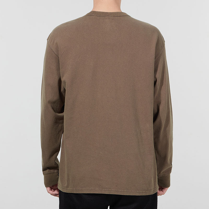 Men's Nike Solid Color Small Logo Round Neck Long Sleeves Coffee T-Shirt DJ1583-004