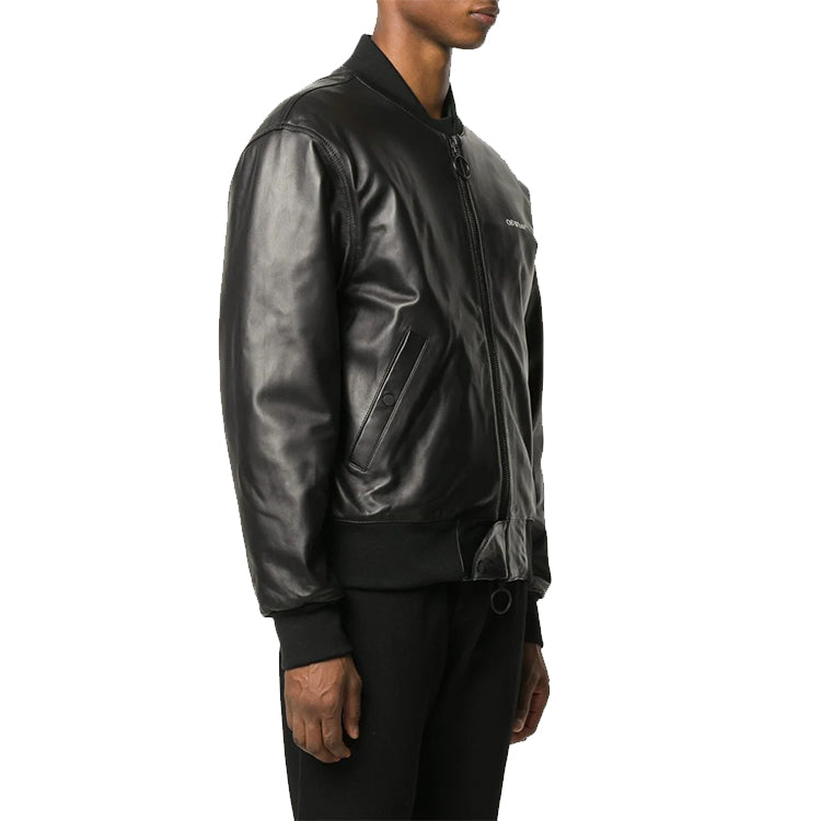 Off-White Agreement Leather Bomber Jacket OMJA055F20LEA0011001