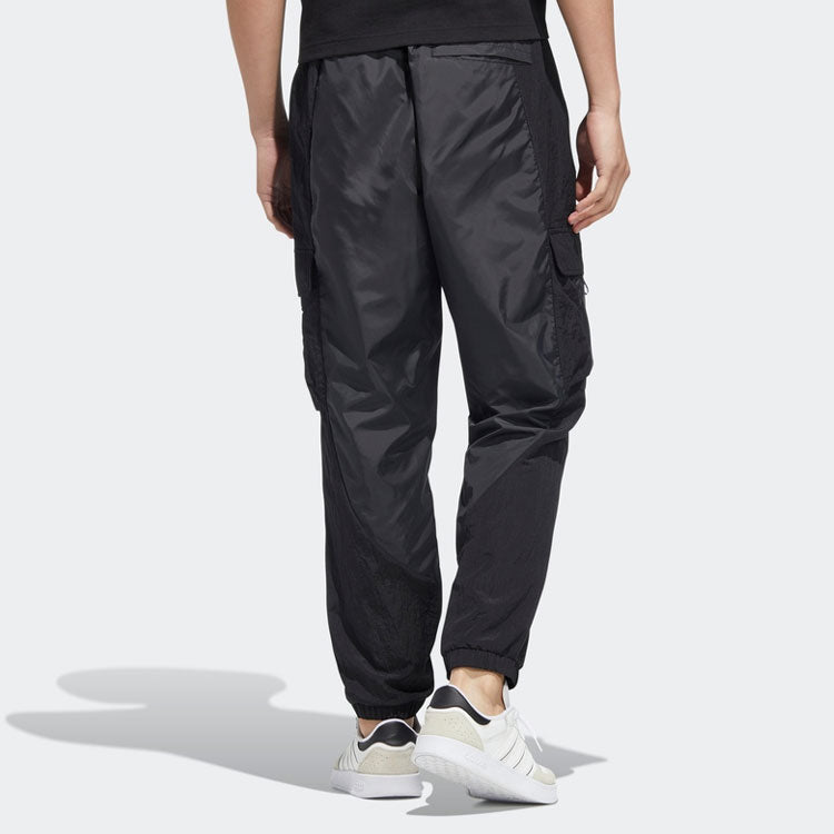 Men's adidas neo Solid Color Multiple Pockets Woven Bundle Feet Sports Pants/Trousers/Joggers Black HM7428