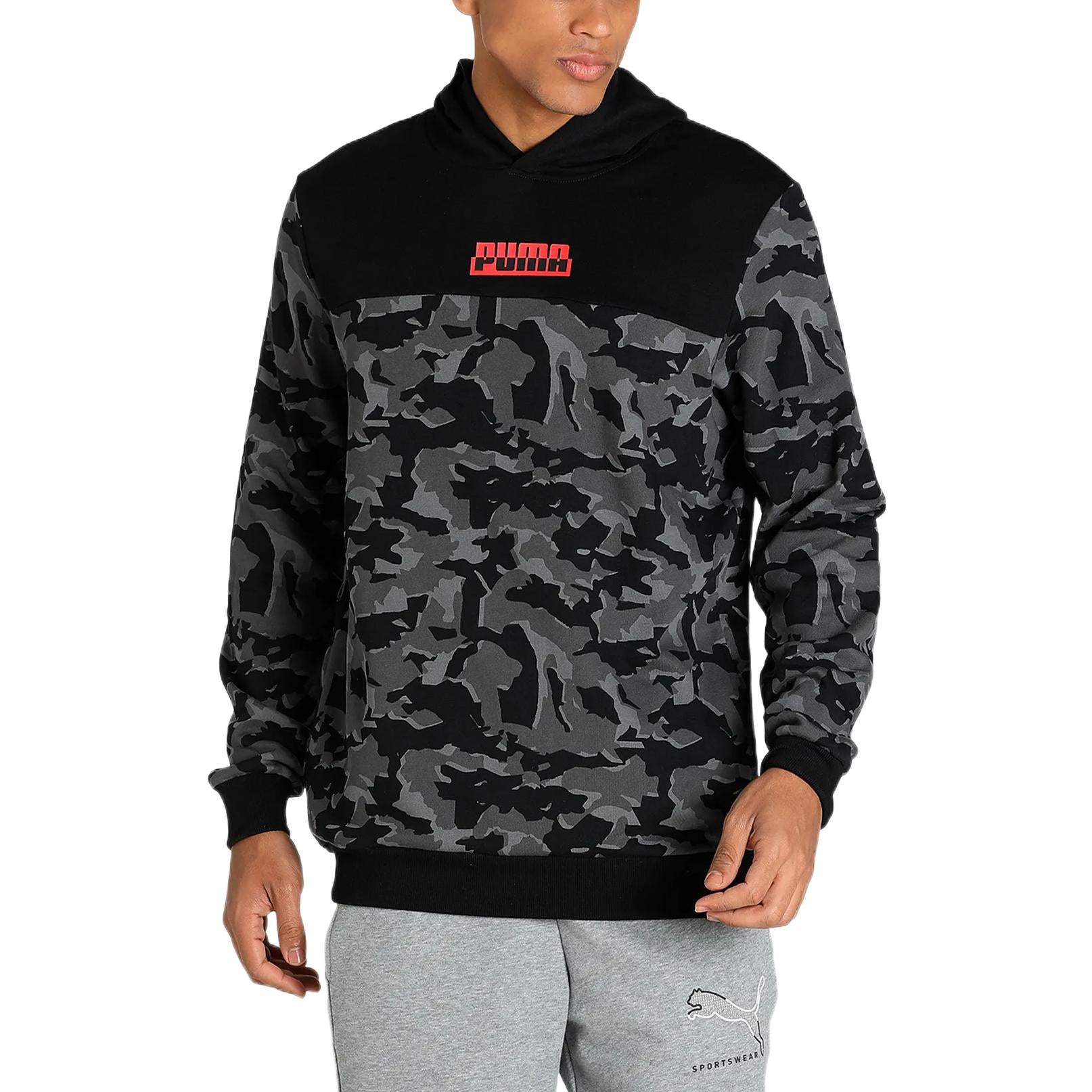 PUMA Moletom Camo Printed Masculino Hoodie 'Black Camo' 588499-01