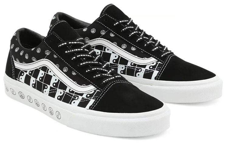 Vans Old Skool Bkwht Taiji Grid Wear-Resistant Non-Slip Low Top Casual Skate Shoes Unisex Black White VN0A7Q2JBCH