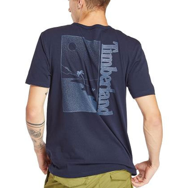 Men's Timberland Printing Short Sleeve Round Neck Blue A2B78433
