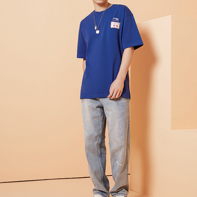 Li-Ning Paris fashion week SS20 Series Loose Round Neck Short Sleeve Navy Blue AHSQ269-2