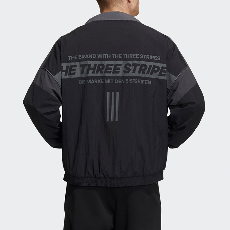 adidas Contrast Color Stitching Long Sleeves Sports Jacket Black HD0077