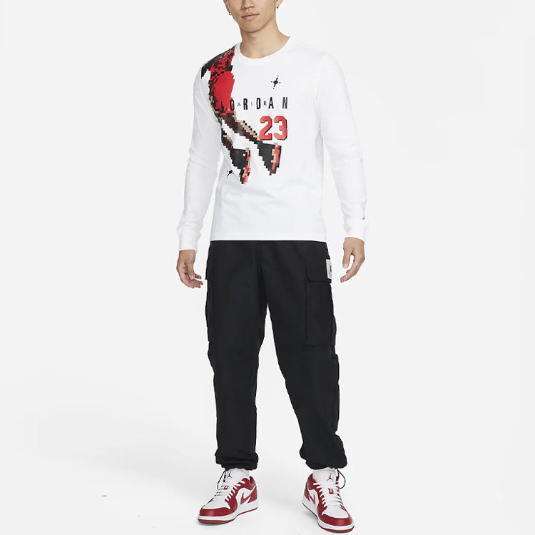 Men's Air Jordan Casual Sports Round Neck Alphabet Printing Long Sleeves White T-Shirt DC9794-100