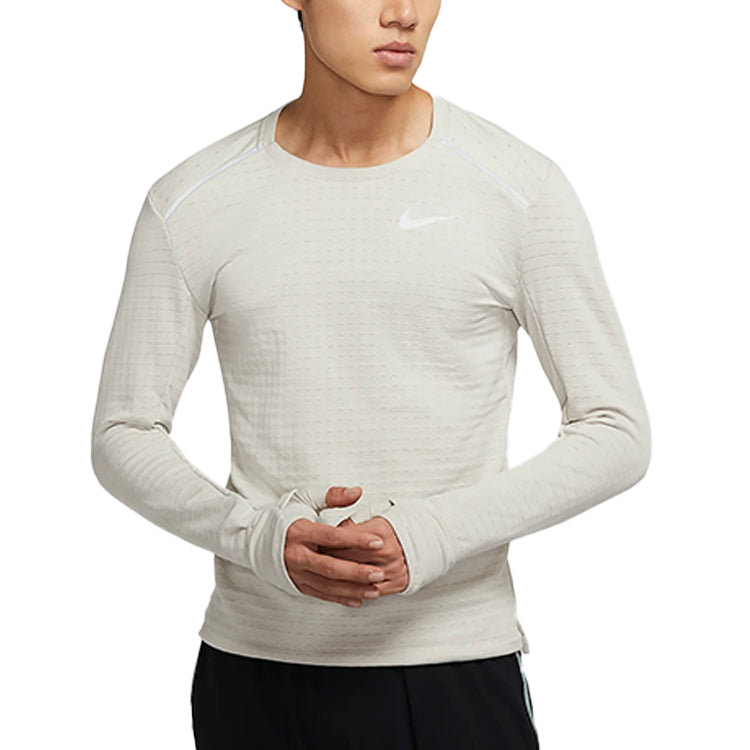 Men's Nike Casual Sports Breathable Tight Long Sleeves Creamy White T-Shirt BV4708-221