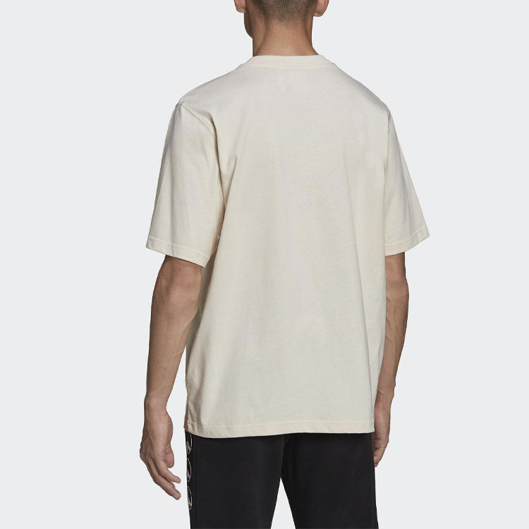 Men's adidas originals Logo Printing Loose Casual Round Neck Short Sleeve Light Brown T-Shirt HE5646